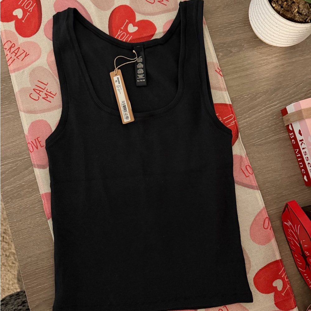 SKIMS Black Ribbed Tank Top